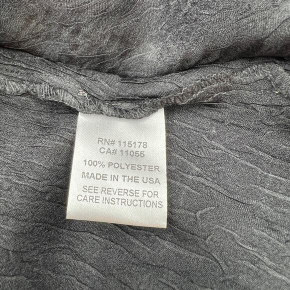 Komarov Sheer Pleated Long Sleeve Tiered Dress Watercolor Floral Green Black - Picture 6 of 8